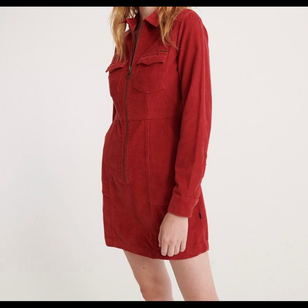 Superdry Hadley Corduroy Shirt Dress In Red